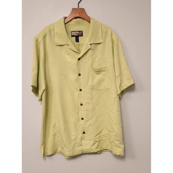 Havana Jacks Cafe Hawaiian Shirt Yellow Palm‎ Trees Embroidered Button Up Large - Picture 2 of 15